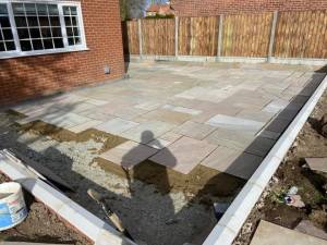Indian sandstone patio and driveway ready for tarmac